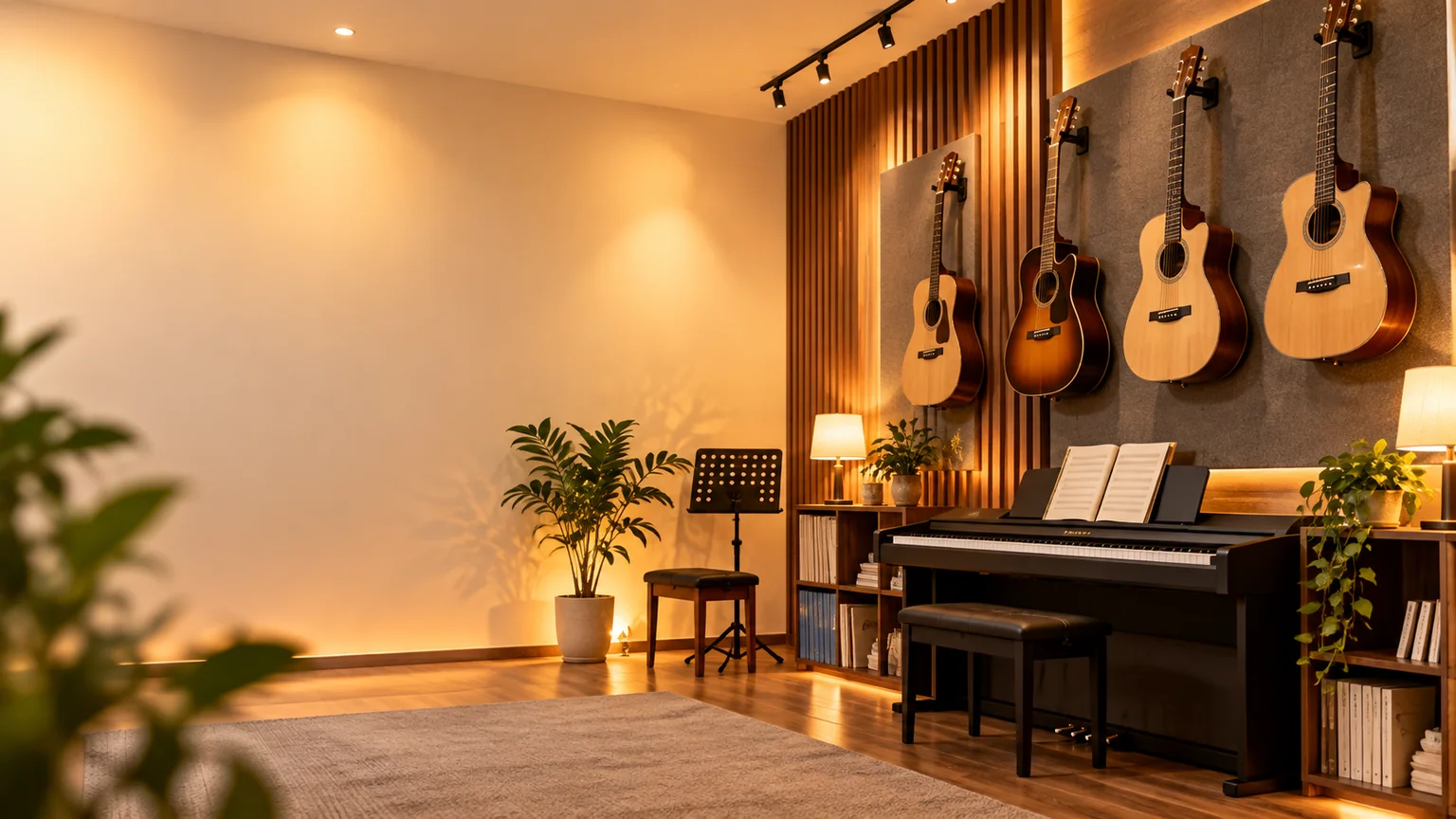Phòng học guitar organ buổi tối
