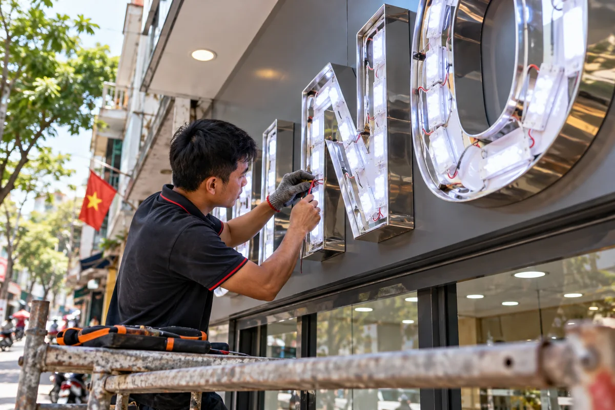 Biển LED chữ inox